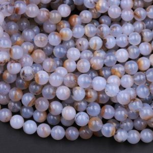 Shop Blue Chalcedony Beads! Natural Blue Chalcedony W/ Golden Matrix 6mm 8mm 10mm Round Beads 15.5" Strand | Natural genuine round Blue Chalcedony beads for beading and jewelry making.  #jewelry #beads #beadedjewelry #diyjewelry #jewelrymaking #beadstore #beading #affiliate #ad