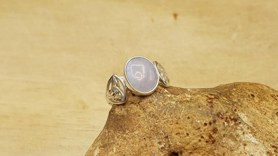 Blue Lace Agate Celtic Knot Ring. Reiki Jewelry. Pisces Jewelry. Gemstone Ring. 10x8mm Stone. Uk Size M. Sterling Silver Rings For Women