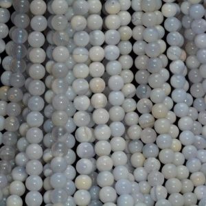 Shop Blue Lace Agate Round Beads! 6mm Blue Lace Agate Gemstone Grade A Round 6mm Loose Beads 15.5 inch Full Strand (90188819-81) | Natural genuine round Blue Lace Agate beads for beading and jewelry making.  #jewelry #beads #beadedjewelry #diyjewelry #jewelrymaking #beadstore #beading #affiliate #ad