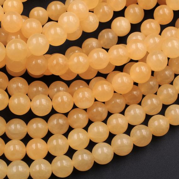 Natural Honey Yellow Calcite Round Beads 4mm 6mm 8mm 10mm 15.5" Strand