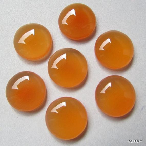 1 Pieces 16mm Carnelian Cabochon Round Loose Gemstone, Orange Carnelian Round Cabochon Gemstone, Carnelian Cabochon Round Gemstone