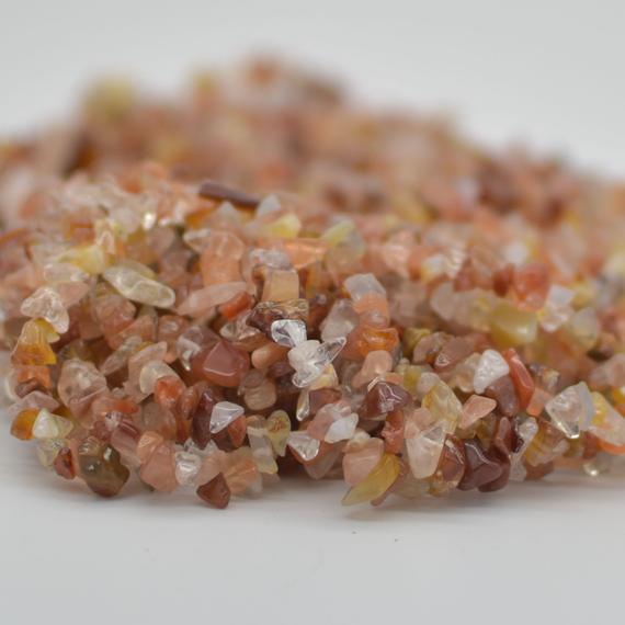 Orange Carnelian Agate Semi-precious Gemstone Chips Nuggets Beads - 5mm - 8mm - 32" Strand