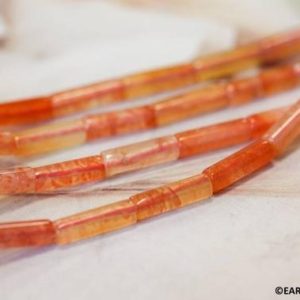 S/ Natural Carnelian 4x13mm Tube beads 16" strand Shade varies Enhanced carnelian gemstone beads For jewelry making | Natural genuine other-shape Gemstone beads for beading and jewelry making.  #jewelry #beads #beadedjewelry #diyjewelry #jewelrymaking #beadstore #beading #affiliate #ad