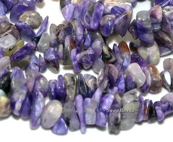 Genuine Charoite Gemstones, Purple, Pebble Chip Slice, 13x5mm-5x3mm Loose Beads 16 Inch Full Strand (90108534-106a)
