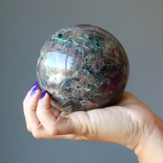 Chalcocite Sphere, Chrysocolla Mica Feldspar Crystal Ball