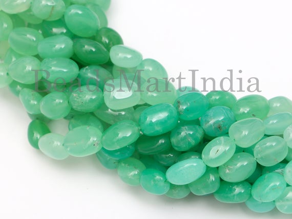 Chrysoprase Smooth Nuggets Beads, 7x9.5-8x10.5mm Chrysoprase Beads, Chrysoprase Smooth Nugget Beads, Natural Chrysoprase Beads, Chrysoprase