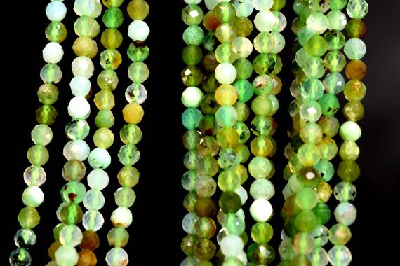 Genuine Natural Chrysoprase / Australian Jade Loose Beads Faceted Round Shape 2mm