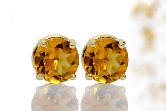 Citrine Earrings · November Birthstone Earrings · Gemstone Earrings · Solid Gold Earrings · Maid Of Honor Jewelry