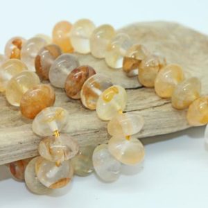 Shop Rondelle Gemstone Beads! Citrine Natural Rondelle Beads 6 x 10mm  / Golden Yellow Gemstone beads Citrine Beads  / Depression Fighting Gemstone / 4 beads Small order | Natural genuine rondelle Gemstone beads for beading and jewelry making.  #jewelry #beads #beadedjewelry #diyjewelry #jewelrymaking #beadstore #beading #affiliate #ad