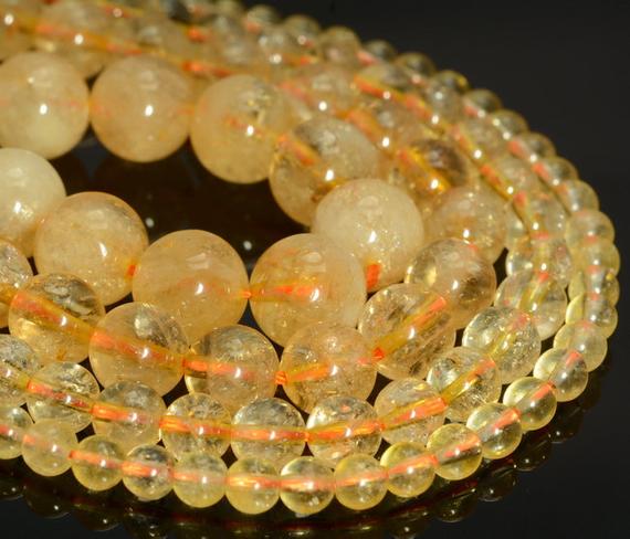 Genuine Natural Citrine Gemstone Grade Aa 4mm 6mm 8mm 10mm Round Loose Beads Full Strand (a240)