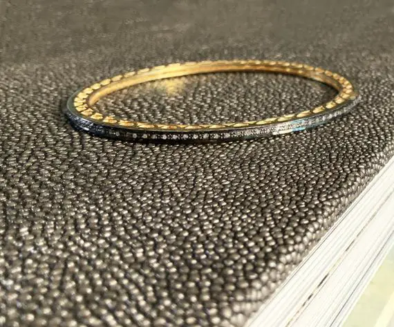 925 Silver Lady's Custom Bangle Bracelet With 100 Prong Set Diamonds, Appraised 1,755 Cad