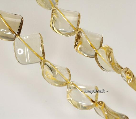 16mm Lemon Quartz Gemstone Twist Diamond Loose Beads 7 Inch Half Strand (90191351-b11-521)