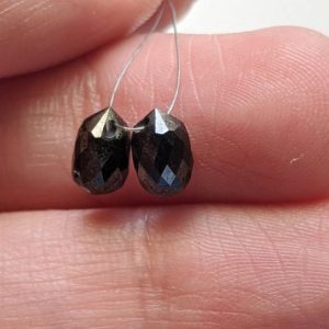 Shop Diamond Bead Shapes! 4.5×6.8mm Black Diamond Faceted Briolette Beads, 1 Pc Black Diamond Drop, Sparkling Rough Diamond Tear Drops For Jewelry – PPD730 | Natural genuine other-shape Diamond beads for beading and jewelry making.  #jewelry #beads #beadedjewelry #diyjewelry #jewelrymaking #beadstore #beading #affiliate #ad