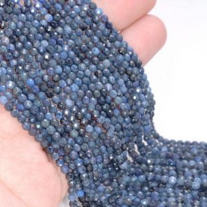 Shop Dumortierite Faceted Beads! 3mm Rare Blue Dumortierite Gemstone Grade AAA Micro Faceted Blue Round Beads 15.5 inch Full Strand BULK LOT 1,2,6,12 and 50 (80004636-344) | Natural genuine faceted Dumortierite beads for beading and jewelry making.  #jewelry #beads #beadedjewelry #diyjewelry #jewelrymaking #beadstore #beading #affiliate #ad