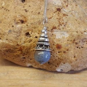 Small Dumortierite pendant. Reiki jewelry uk. 10mm blue stone. Thai silver necklace | Natural genuine Dumortierite pendants. Buy crystal jewelry, handmade handcrafted artisan jewelry for women.  Unique handmade gift ideas. #jewelry #beadedpendants #beadedjewelry #gift #shopping #handmadejewelry #fashion #style #product #pendants #affiliate #ad