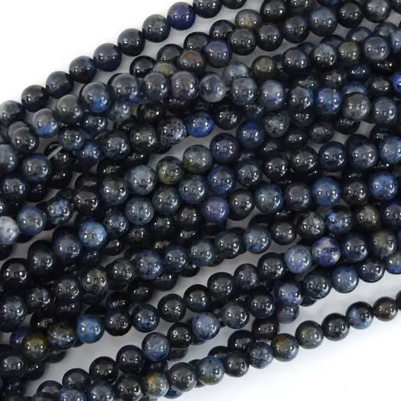Aa Grade Natural Blue Dumortierite Round Beads 15.5" Strand 4mm 6mm 8mm 10mm
