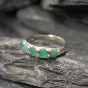 Thick Emerald Ring, Natural Emerald, Wide Band, May Birthstone, Green Ring, Sturdy Band, Gemstone Band, Statement Band, Solid Silver Ring | Natural genuine Gemstone rings, simple unique handcrafted gemstone rings. #rings #jewelry #shopping #gift #handmade #fashion #style #affiliate #ad