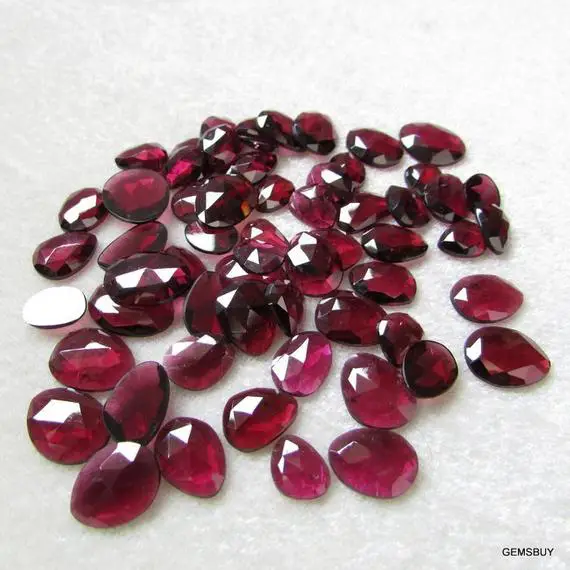 1 Pieces 8x12mm To 11x15mm Rhodolite Garnet Rosecut Cabochon Faceted Uneven Shape Flat Gemstone, Rhodolite Garnet Uneven Rose Cut Gemstone