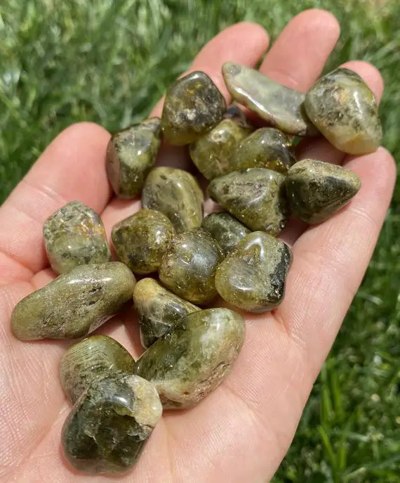 Green Garnet Tumbled Stone - Tumbled Green Garnet Gemstones - Multiple Sizes Available - Green Garnet Crystal - Green Tsavorite Garnet