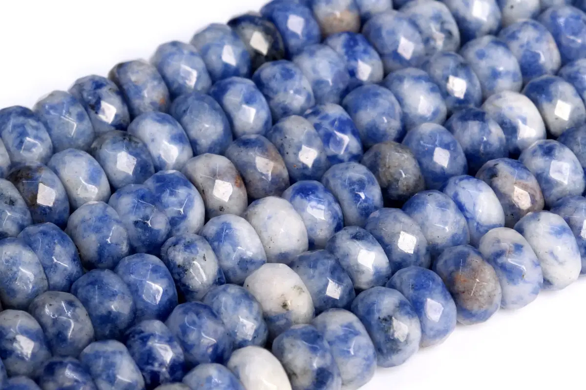 Genuine Natural Blue Spot Jasper Loose Beads Faceted Rondelle Shape 6x4mm 8x5mm