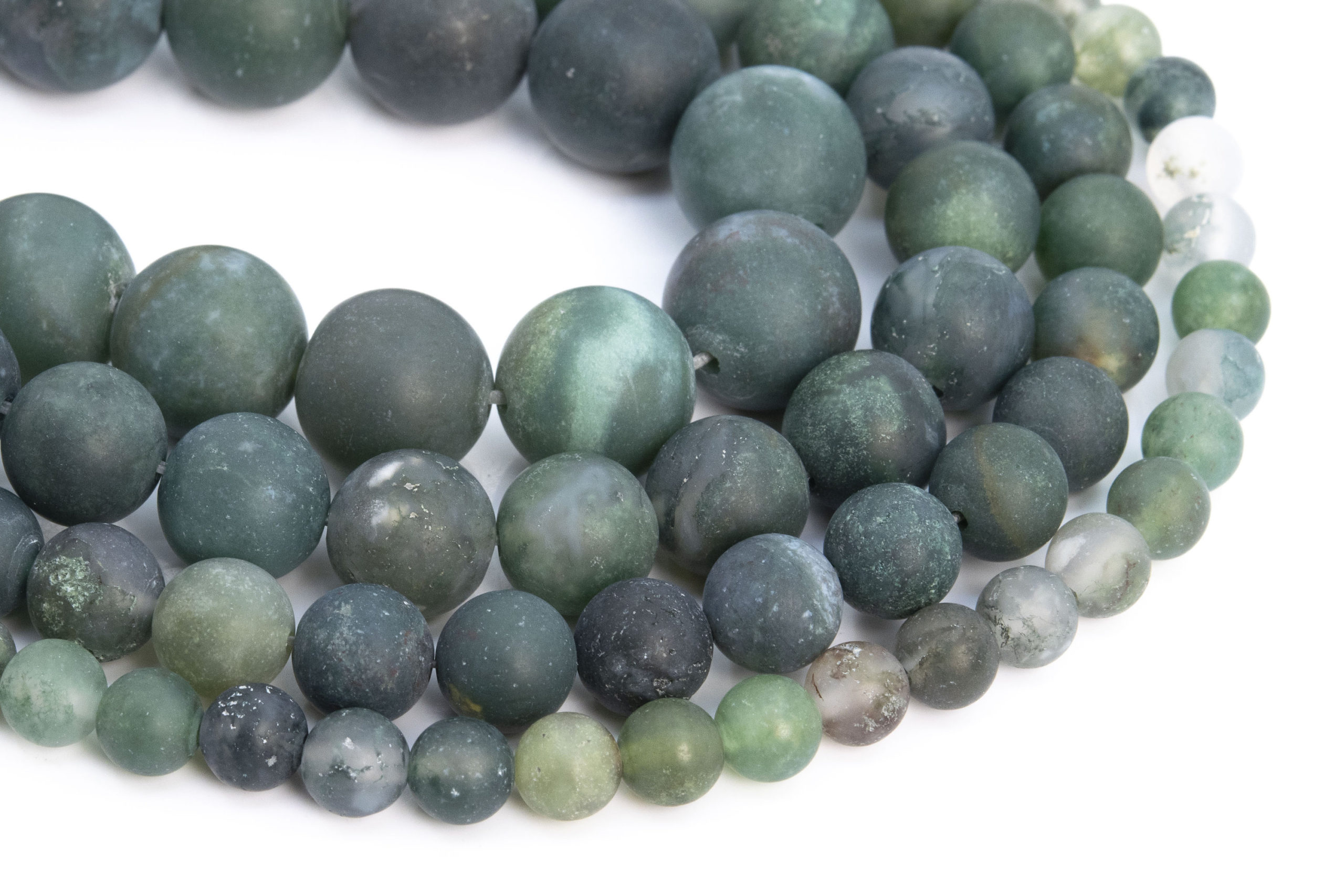 Genuine Natural Matte Moss Agate Loose Beads Grade Aaa Round Shape 6mm 8mm 15mm
