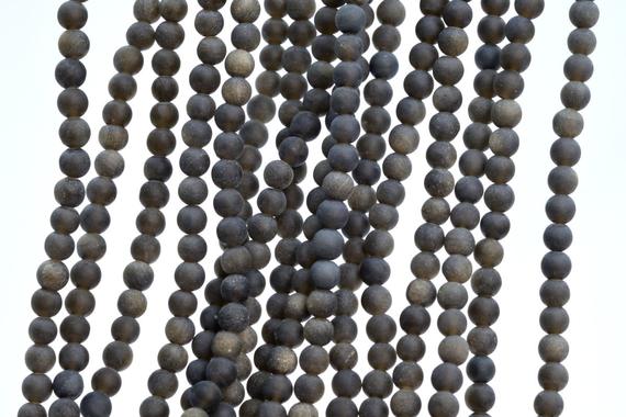 Genuine Natural Matte Golden Obsidian Loose Beads Round Shape 4mm