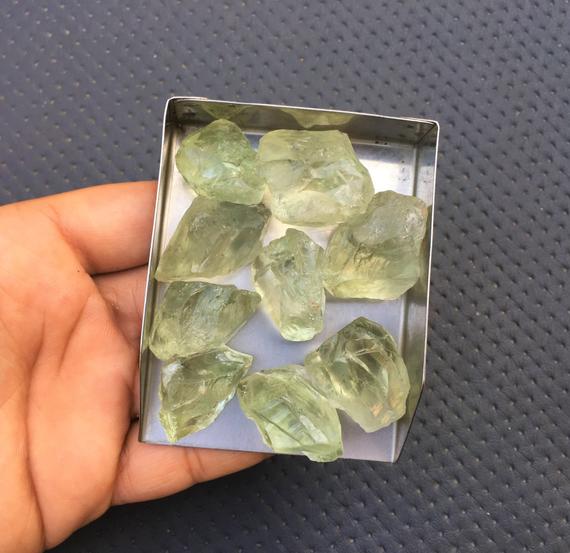 2 Pieces Raw Gemstone Sale Natural Green Amethyst Gemstone,size 22-30 Mm Unpolished Green Amethyst Raw, Super Quality Green Amethyst Rough