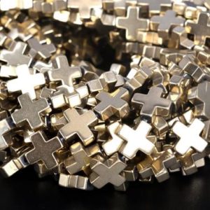 Shop Hematite Bead Shapes! 12x12MM Champagne Gold Hematite Beads Cross Grade AAA Natural Gemstone Half Strand Loose Beads 7.5" BULK LOT 1,3,5,10 and 50 (105138h-1433) | Natural genuine other-shape Hematite beads for beading and jewelry making.  #jewelry #beads #beadedjewelry #diyjewelry #jewelrymaking #beadstore #beading #affiliate #ad