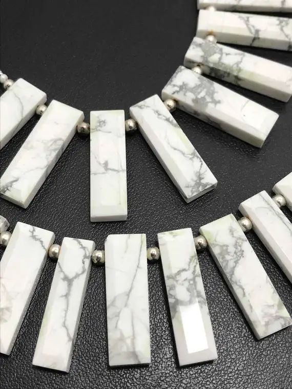 Natural White Howlite Plain Sticks Beads, 6x14mm To 7x18mm, Rare Beads, Gemstone Beads, Semiprecious Stone Beads