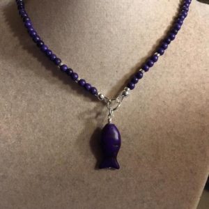 Shop Howlite Pendants! Purple Necklace – Howlite Jewelry – Sterling Silver – Gemstone Jewellery – Fish Pendant – Beaded | Natural genuine Howlite pendants. Buy crystal jewelry, handmade handcrafted artisan jewelry for women.  Unique handmade gift ideas. #jewelry #beadedpendants #beadedjewelry #gift #shopping #handmadejewelry #fashion #style #product #pendants #affiliate #ad