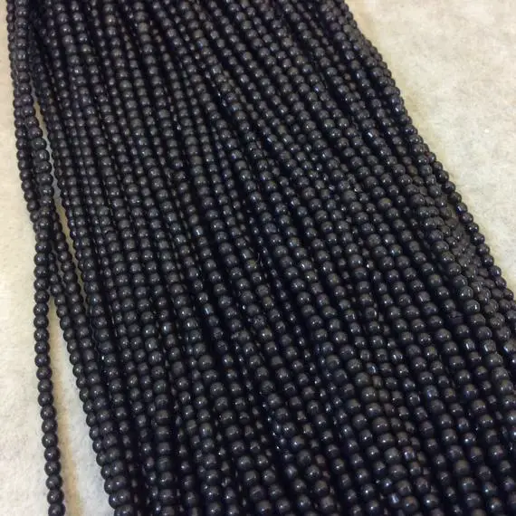 2mm Dyed Jet Black Howlite Smooth Round/ball Shaped Beads - Sold By 15.5" Strands (approx. 185 Beads) - Natural Semi-precious Gemstone