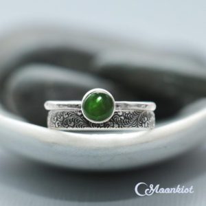 Shop Jade Jewelry! Green Jade Stacking Wedding Ring Set, Sterling Silver Jade Ring Set, Fern Engagement Ring Set | Moonkist Designs | Natural genuine Jade jewelry. Buy handcrafted artisan wedding jewelry.  Unique handmade bridal jewelry gift ideas. #jewelry #beadedjewelry #gift #crystaljewelry #shopping #handmadejewelry #wedding #bridal #jewelry #affiliate #ad