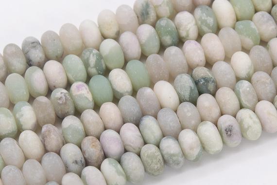 Genuine Natural Matte Milky Green Jade Loose Beads Rondelle Shape 6x4mm