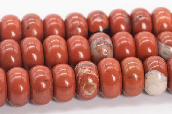 10x6mm Red Jasper Beads Grade A Genuine Natural Gemstone Rondelle Loose Beads 15" / 7.5" Bulk Lot Options (110539)