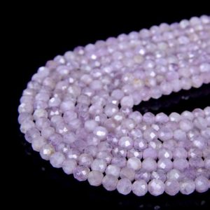 Shop Kunzite Beads! Natural Kunzite Gemstone Violet Purple Grade AA 2mm 3mm 4mm Micro Faceted Round Loose Beads 15.5 inch Full Strand  BULK LOT 1,2,6,12 and 50 | Natural genuine beads Kunzite beads for beading and jewelry making.  #jewelry #beads #beadedjewelry #diyjewelry #jewelrymaking #beadstore #beading #affiliate #ad