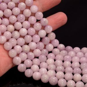 Shop Kunzite Beads! Pink Purple Kunzite Gemstone Grade AAA Round 7mm 8mm 9mm 10mm Loose Beads 7.5 inch Half Strand (A271) | Natural genuine beads Kunzite beads for beading and jewelry making.  #jewelry #beads #beadedjewelry #diyjewelry #jewelrymaking #beadstore #beading #affiliate #ad