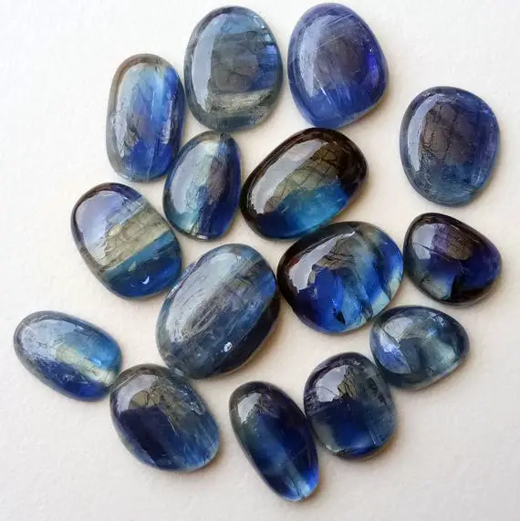 10-12mm Kyanite Plain Cabochons, Natural Kyanite Free Form Flat Back Cabochons For Jewelry, Loose Kyanite (5 Pcs To 10 Pcs Options) - Pdg288