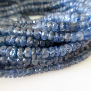 Shop Kyanite Faceted Beads! 5 Strands Wholesale Blue Kyanite Faceted Rondelle Beads, Natural Kyanite Beads, 4mm To 4.5mm Each, 15 Inch Strand, GDS6/1 | Natural genuine faceted Kyanite beads for beading and jewelry making.  #jewelry #beads #beadedjewelry #diyjewelry #jewelrymaking #beadstore #beading #affiliate #ad