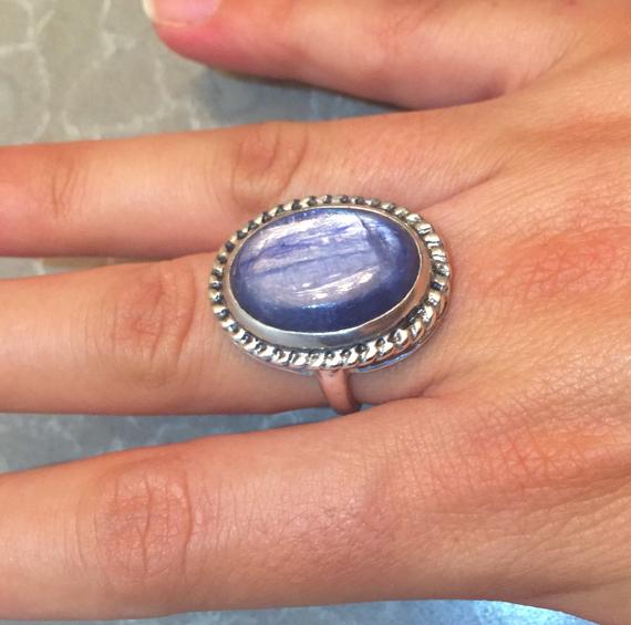 Kyanite Ring, African Kyanite, Natural Kyanite, Vintage Ring, Blue Kyanite, Blue Stone Ring, Kyanite, Large Stone Ring, Pure Silver