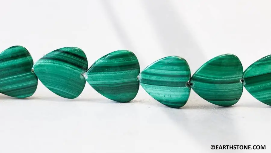 L/ Malachite 18mm Flat Heart Beads 15" Strand Natural Royal Green Gemstone Beads Size Varies Diy Jewelry Making