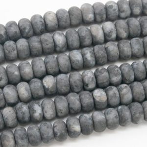 6x4MM Genuine Natural Matte Black Labradorite Larvikite A Rondelle Beads 15" 