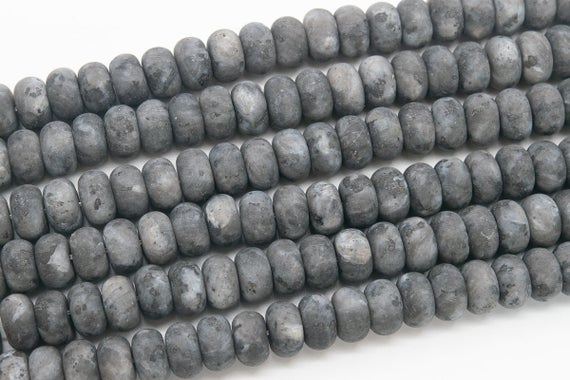 Genuine Natural Matte Black Labradorite Larvikite Loose Beads Rondelle Shape 10x6mm