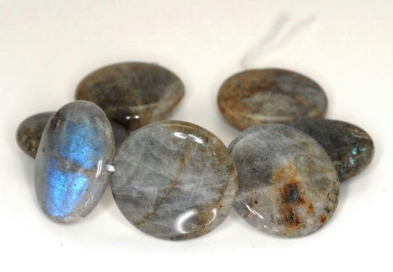 20mm Labradorite Gemstone Round Button Loose Beads 7 Inch Half Strand (90142416-b75)