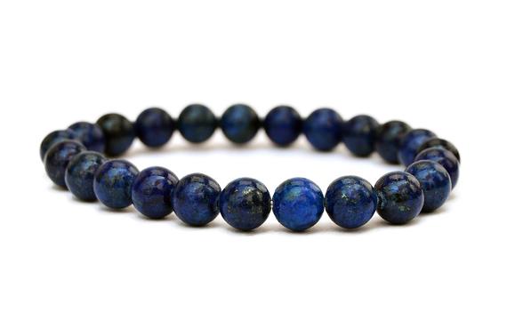 Lapis Lazuli Beaded Bracelet - 8mm Beads - Chakra Crystal Bracelet
