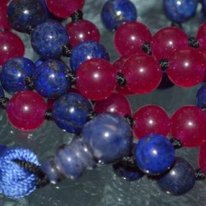 Shop Lapis Lazuli Necklaces! 108 Pink Blue Lapis Mala Necklace, Mala Beads, Yoga Gift, 108 Mala Beads, Japa Mala, Yoga Jewelry, Yoga Gift, Mala Prayer Beads, Magenta Jad | Natural genuine Lapis Lazuli necklaces. Buy crystal jewelry, handmade handcrafted artisan jewelry for women.  Unique handmade gift ideas. #jewelry #beadednecklaces #beadedjewelry #gift #shopping #handmadejewelry #fashion #style #product #necklaces #affiliate #ad