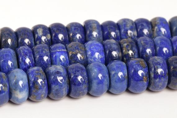 7-8x1-6mm Deep Blue Lapis Lazuli Beads Afghanistan Grade A Genuine Natural Gemstone Rondelle Loose Beads 15"/ 7.5" Bulk Lot Options (108749)