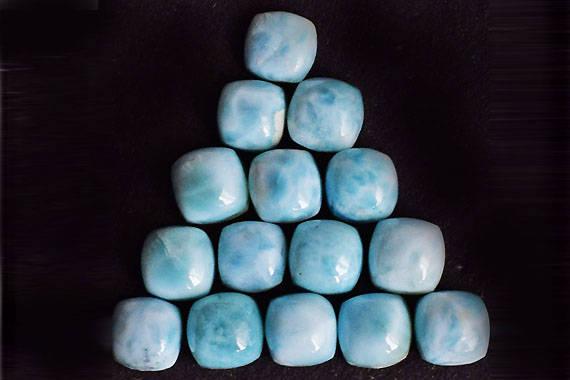 Blue Larimar Calibrated Cabochon Gemstone Natural 3x3 Mm To 25x25 Mm Cushion Shape Polished Loose Gemstones Lot For Earring Jewelry Making