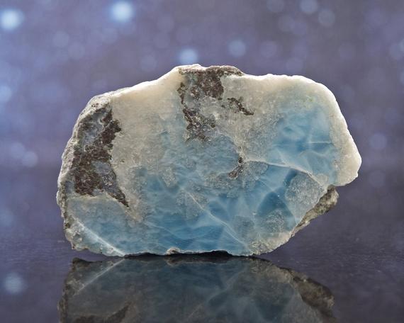 Semi Polished Raw Larimar From Dominican Republic | Caribbean Blue Pectolite | Atlantis Stone | Rare | 2.61" | 81.3 Grams
