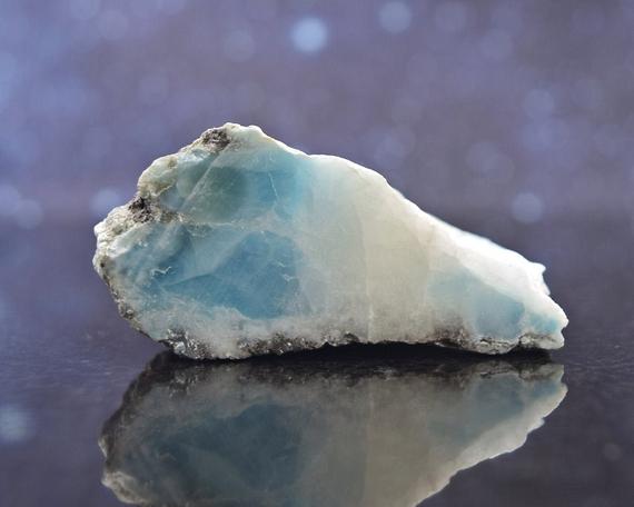 Semi Polished Raw Larimar From Dominican Republic | Caribbean Blue Pectolite | Atlantis Stone | Rare | 2.29" | 59.6 Grams