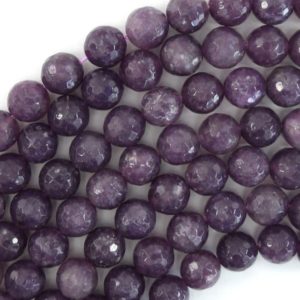 Shop Lepidolite Faceted Beads! Natural Faceted Purple Lepidolite Round Beads Gemstone 15" 4mm 6mm 8mm 10mm | Natural genuine faceted Lepidolite beads for beading and jewelry making.  #jewelry #beads #beadedjewelry #diyjewelry #jewelrymaking #beadstore #beading #affiliate #ad